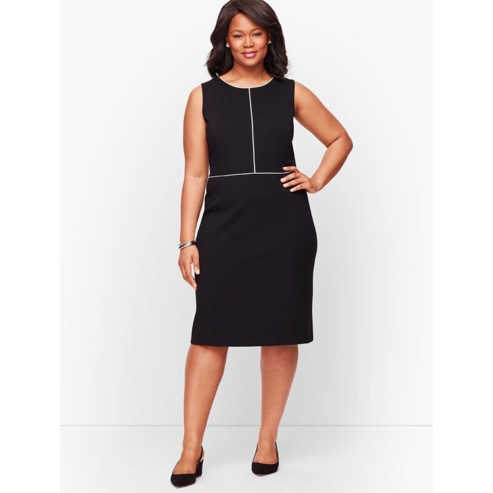NWT Talbots Sz 12 Italian Luxe Ponte Knit Tipped Sleeveless Sheath Shift Dress